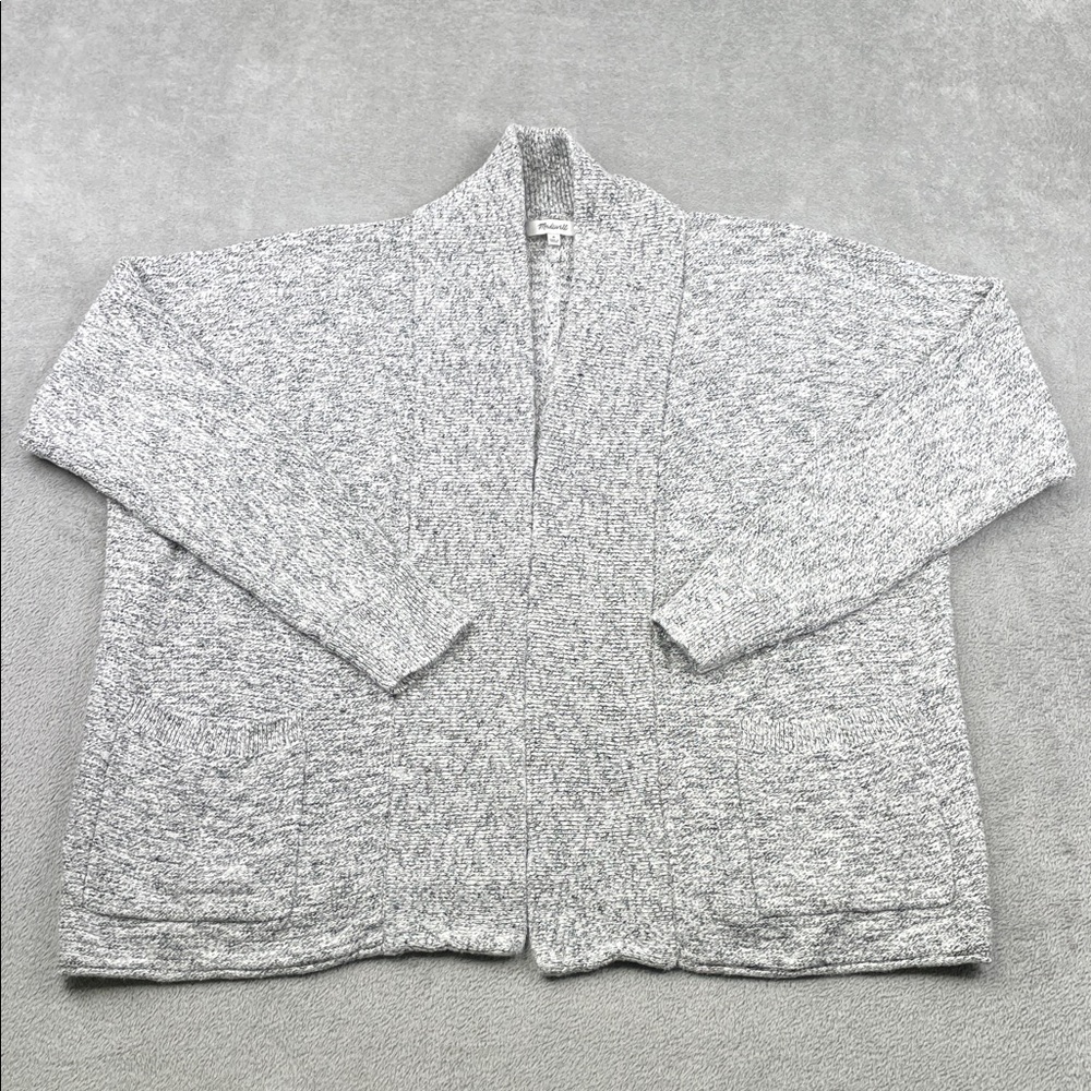 Madewell S Gray Long Sleeve‎ Cotton Linen Blend Open Cardigan Sweater Coatigan